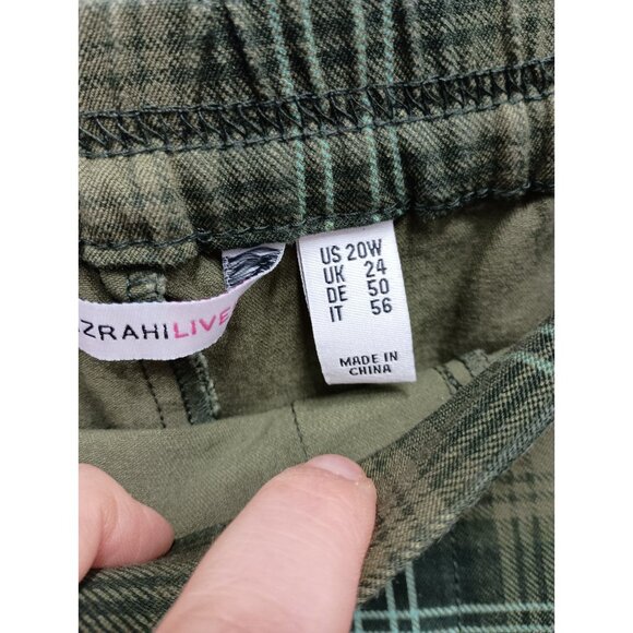 Isaac Mizrahi Live Womens Capri Pants Size 20W Green Tartan Plaid Preppy Office - Picture 6 of 7